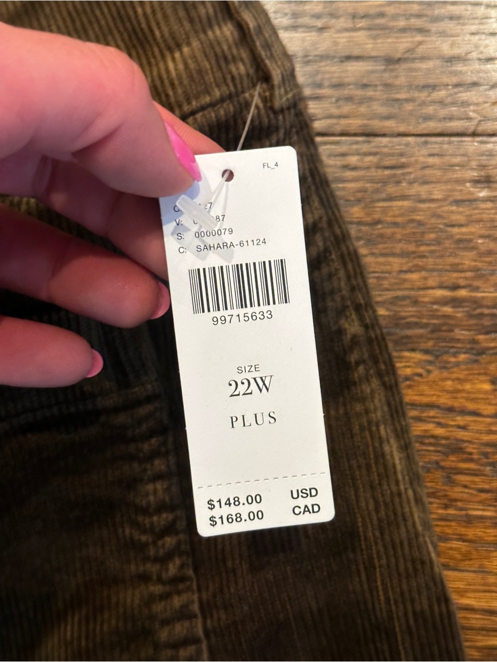 NWT Anthropologie Maeve The Collette Cropped Wide Leg Corduroy Pants Size 22W - Picture 5 of 7